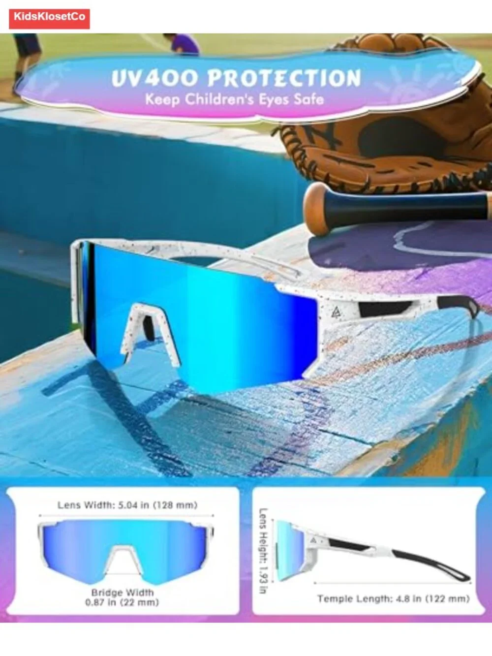 3pk Youth Baseball Sunglasses UV400 Protection Sports Shades for Boys Girls